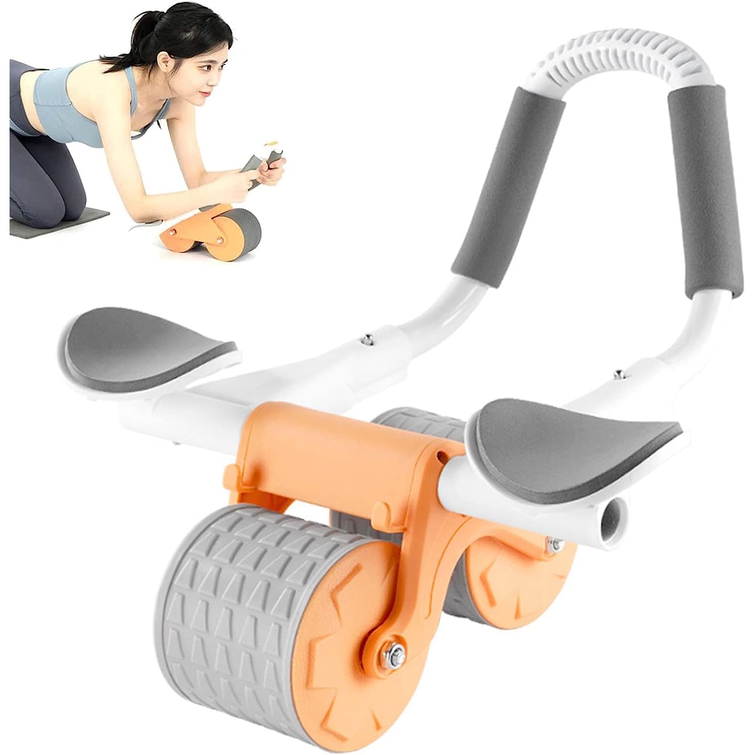 6055 Automatic Rebound Abdominal Wheel, Ab Roller Wheel with Timer Elbow Support for Beginners, Exercise Double Wheel with Knee Mat Holder for Body Fitness Strength Training Home Gym 6055 Automatic Rebound Abdominal Wheel, Ab Roller Wheel with Timer Elbow Support for Beginners, Exercise Double Wheel with Knee Mat Holder for Body Fitness Strength Training Home Gym